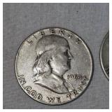 1954,1951 Franklin Halfs, 50c