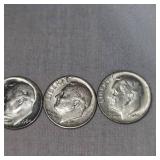 5-Silver Roosevelt Dimes 10c
