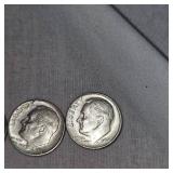 5-Silver Roosevelt Dimes 10c