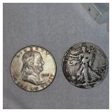 1943 Walking Liberty Half, 1961 Franklin Half