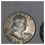 1943 Walking Liberty Half, 1961 Franklin Half