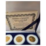 1999-2000 Ten Statehood Quarter Dollars  24 Karat Gold Plated Edition  (PA,DE,NJ.GA,CT,MA,MD,NC,NH,VA)