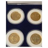 1999-2000 Ten Statehood Quarter Dollars  24 Karat Gold Plated Edition  (PA,DE,NJ.GA,CT,MA,MD,NC,NH,VA)