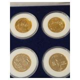 1999-2000 Ten Statehood Quarter Dollars  24 Karat Gold Plated Edition  (PA,DE,NJ.GA,CT,MA,MD,NC,NH,VA)