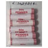6 Rolls of 2024 D  -  Pennies - Mint