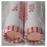 2 Rolls of 2025 D-  Pennies - Mint