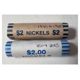 2  Rolls of Nickels ( 1 from 2004-2005 and 1 from 50