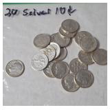 20 - Silver Dimes  - Brilliant