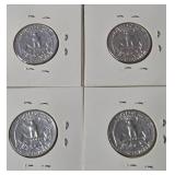 1961-1962 Silver Proof  Quarter Dollars (4 Coins - Brillant Unc.)