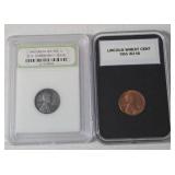 1943 Lincoln Steel Penny and 1955 Lincoln Wheat Penny