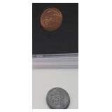 1943 Lincoln Steel Penny and 1955 Lincoln Wheat Penny