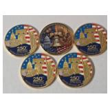5  -  250th Anniversary of The United States - Commemorative Gold Plated Coins