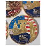 5  -  250th Anniversary of The United States - Commemorative Gold Plated Coins