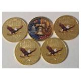 5  -  250th Anniversary of The United States - Commemorative Gold Plated Coins