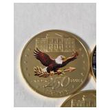 5  -  250th Anniversary of The United States - Commemorative Gold Plated Coins