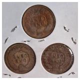 Three Indian Head Pennies  (1905, 1905, 1907)