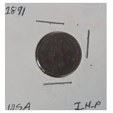 Six Indian Head Pennies (1888, 1891, 1894, 1894, 1897, 1901)