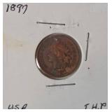 Six Indian Head Pennies (1888, 1891, 1894, 1894, 1897, 1901)