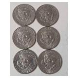 5 -  1971 Kennedy Half Dollars  /  1 -1973 Kennedy Half Dollar