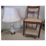 Occasional Chair, Footstool, Lamp