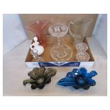 Viking Leaf Trays, Pink Vase, Candle Holders