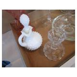 Viking Leaf Trays, Pink Vase, Candle Holders