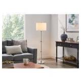 Hampton Bay Keiss 60 in. Chrome and Clear Acrylic Standard Floor Lamp with White Fabric Shade  Customer Returns See Pictures