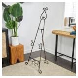 Lot of Litton Lane 55 in. Bronze Metal Tall Adjustable Display Stand 2 Tier Scroll Easel with Chain Support Customer Returns See Pictures