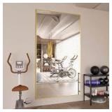 LuxHomez 32 in. W x 71 in. H Oversized Aluminum Alloy Rectangle Full Length Gold Wall Mounted/Standing Mirror Floor Mirror    Customer Returns See Pictures