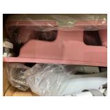 Kinder King 8 in 1 Baby High Chair, Coverts to Dining Booster Seat/Kids Table & Chair Set/Toddler Building Block Table/Kids Stool, Removable Tray & Double Seat Cover, Easy to Wipe, Grey & Pink