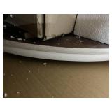 Costway Wooden Dining Table with Round Tabletop and Curved Trestle Legs-Walnut