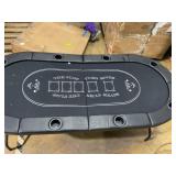 DORTALA Poker Table, 8 Player Foldable Blackjack Table with Cup Holders, Casino Grade Felt, Collapsible Legs, Oval Folding Texas Holdem Poker Table for Card Games, Black 72 x 32.5 x 29 inches (USED)