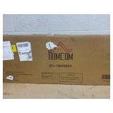 HOMCOM End of Bed Ottoman Bench, 39.4" Faux Leather Upholstered Entryway Bench with Metal Legs and Padded Seat, Gray