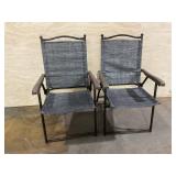 Gymax Set of 2 Folding Patio Furniture Sling Back Chairs Outdoors Gray