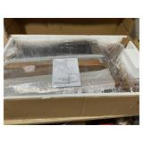 Costway 2-Piece Patio Rattan Folding Lounge Chair Table Acacia Wood with Retractable Footrest