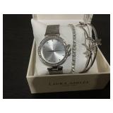 Laura Ashley Womens Watch set Silver 5pc