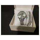 Laura Ashley Womens Watch set Silver 5pc