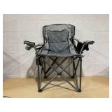 SONGMICS Oversized Lumbar Support Camping Chair, Heavy-Duty Outdoor Folding Chair Comfortable, Padded, Glamping, Cooler Bag, Weight Capacity 450 lb, Slate Gray UGCB066G01