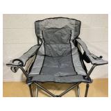 SONGMICS Oversized Lumbar Support Camping Chair, Heavy-Duty Outdoor Folding Chair Comfortable, Padded, Glamping, Cooler Bag, Weight Capacity 450 lb, Slate Gray UGCB066G01