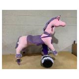 Power Pony Hoverboard Powered Riding Unicorn (Princess-Pink) | Soft Plush Wheeled Ride-On Toy for Kids Age 4+ (Slightly Dirty. No Charger)