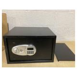 Amazon Basics Steel Security Safe and Lock Box with Electronic Keypad, Easy to Use, Secure Cash, Jewelry, Documents, Black, 1.2 Cubic Feet, 16.9-x-14.6-x-10.6-inches (WxDxH)