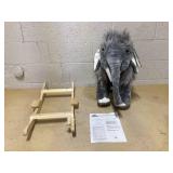 Qaba Kids Ride-On Rocking Horse Toy Mammoth Style Rocker with Fun Music & Soft Plush Fabric for Children 3+ Years