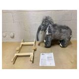 Qaba Kids Ride-On Rocking Horse Toy Mammoth Style Rocker with Fun Music & Soft Plush Fabric for Children 3+ Years