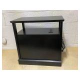 HOMCOM Narrow Side Table End Table with Charging Station, USB Ports, Modern End Table with Storage for Living Room, Black 14" W x 23.6" D x 23.6" H (Transit Damage, See Photos)