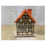 HOMCOM Wooden Christmas Advent Calendar House, Light Up Table Holiday Decoration with 24 Countdown Drawers and LED Lights, for Kids and Adults, Natural and Orange