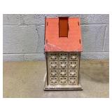 HOMCOM Wooden Christmas Advent Calendar House, Light Up Table Holiday Decoration with 24 Countdown Drawers and LED Lights, for Kids and Adults, Natural and Orange