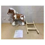 Qaba Toddler Rocking Horse, Kids Plush Rocking Chair Toy with Nursery Rhyme Music Brown