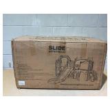 Mloong 12 in 1 Toddler Slide and Swing Set, Kids Slide for Toddlers 1-3 Years Old Baby, Indoor Outdoor with Basketball Hoop Drawing Golf for Kids Easy Assembly(Beige & Rosy Brown)(82×67×41in)