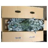 Home Accents Holiday 7.5 ft. Alta Fraser Fir Flocked LED Pre-Lit Christmas Tree T9 Customer Returns See Pictures