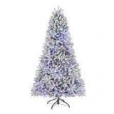 Home Accents Holiday 7.5 ft. Alta Fraser Fir Flocked LED Pre-Lit Christmas Tree T9 Customer Returns See Pictures
